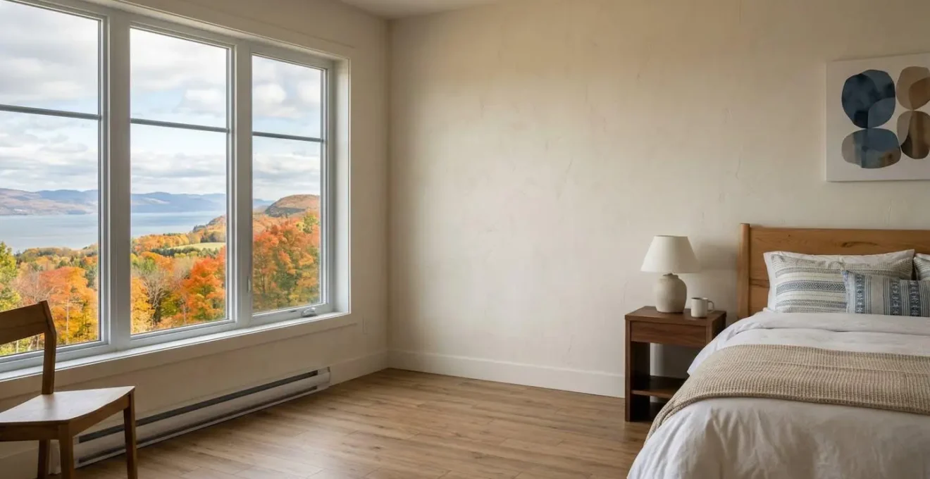 Hébergement économique au Québec avec vue sur paysage canadien typique