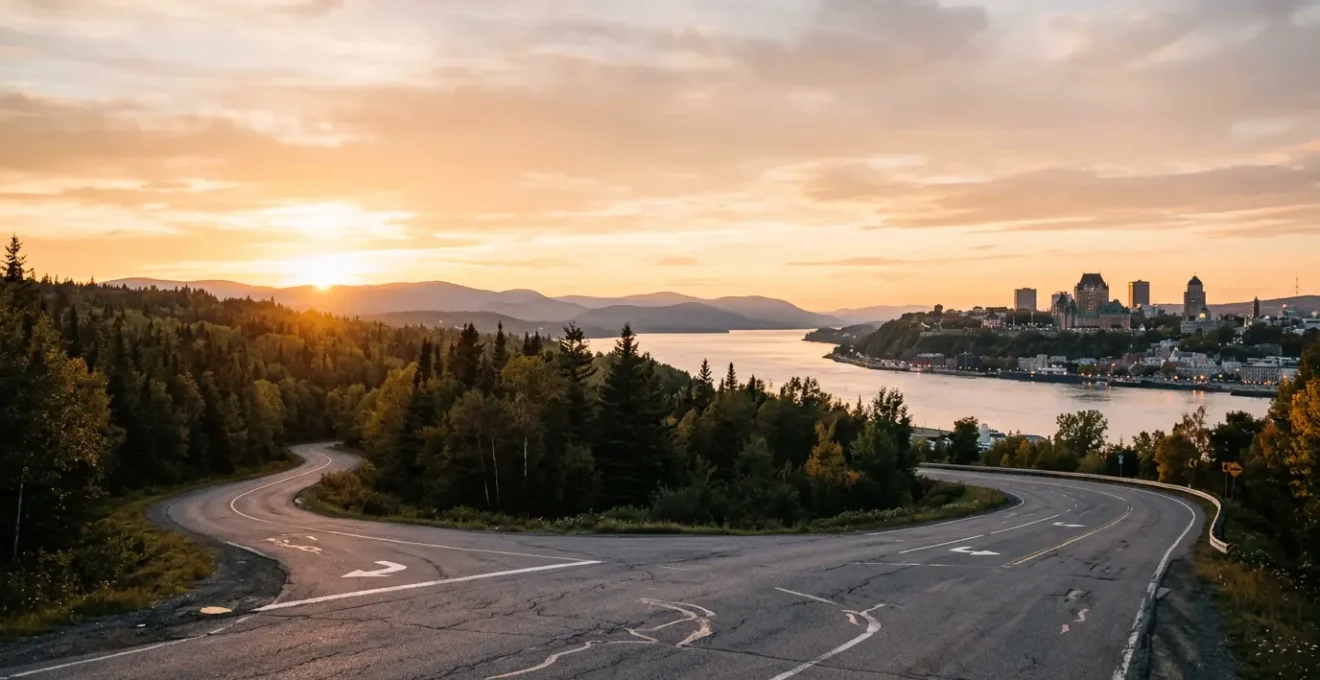 Vue panoramique emblématique du Québec illustrant le choix entre ville et nature pour un itinéraire de voyage
