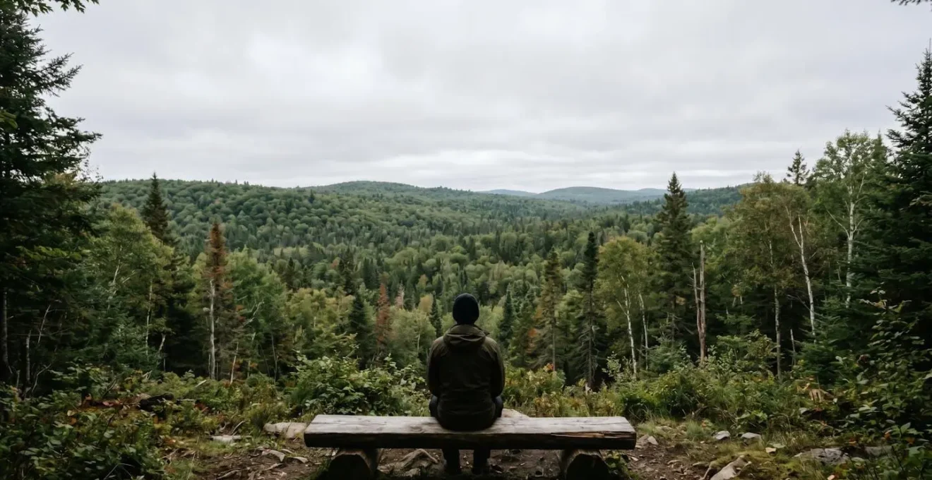 Silhouette d'une personne au repos dans un environnement naturel paisible après un repas traditionnel, symbolisant la nécessité de digestion